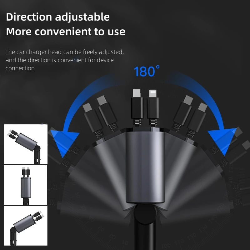 DriveCharge™: 4-in-1 Retractable Fast Car Charger
